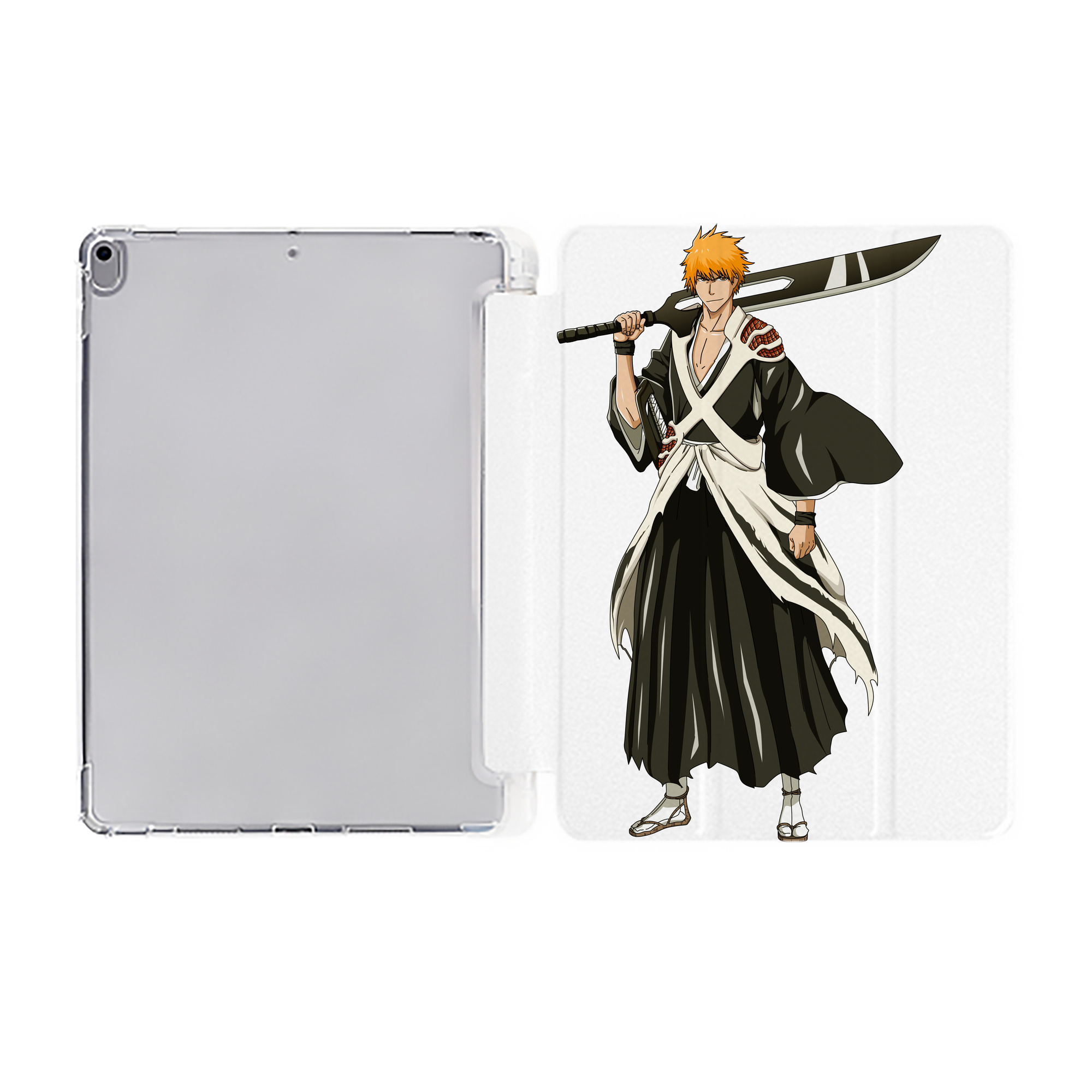 （画像用） ブリーチ 黒崎一護（くろさき いちご）BLEACH Kurosaki Ichigo IPad ケース ペン収納付き 三つ折りスタンド PUレザー×シリコン 対応機種9.5/10.5/10.9インチ